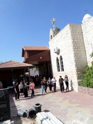 congregants leaving church